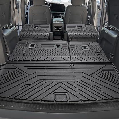 Floor Mats Set for 2024 2025 2026 Chevy Traverse & 2025 2026 Buick Enclave 7 Seats Captain Chairs, TPE All Weather Cargo Liner Trunk Mat Door Sill Guards Car Accessories - style: 24-26 7 Seats-Full Mats Set