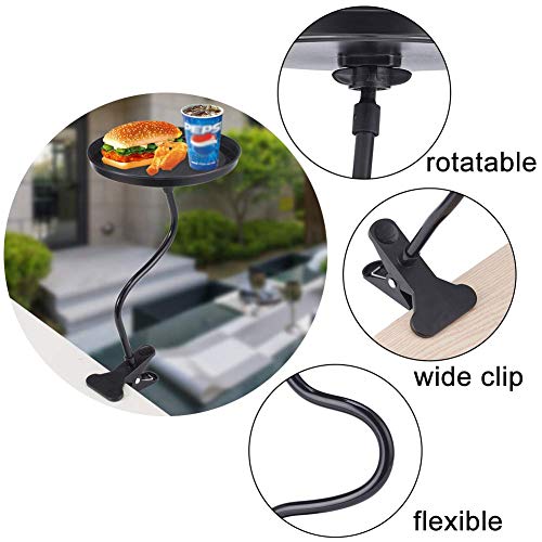 JSCARLIFE Car Food Tray Holder, Adjustable Car Snack Tray 360-degree Swivel Dining Table Clip Type Storage Tray
