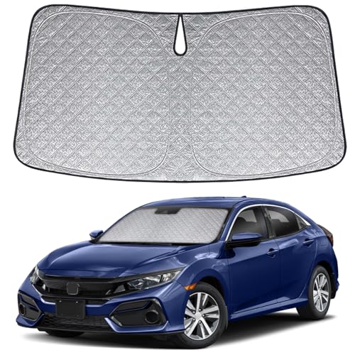 6 Layers Custom Fit Windshield Sun Shade for 2016-2021 Honda Civic, Foldable Car Sunshade with Storage Bag, Heat Reflective & UV Protection - size: 2016-2021 Honda Civic