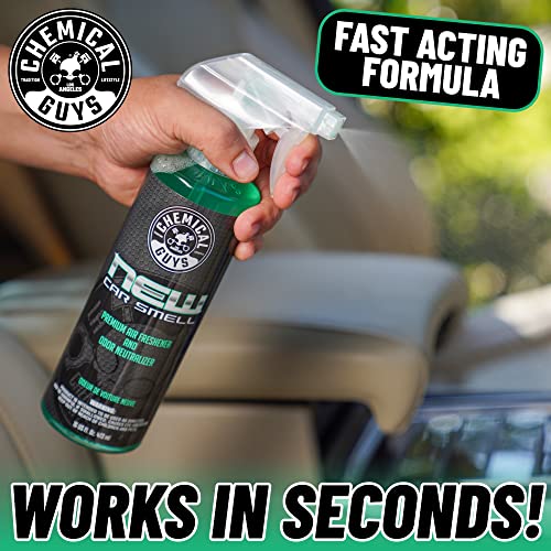 Chemical Guys New Car Smell Air Freshener and Premium Odor Eliminator Refreshes & Neutralizes Odors, Great Car Fresheners for Trucks, SUVs, RVs, and More - 16 oz - size: 16 Fl Oz (Pack of 1), style: NEW CAR 16 oz