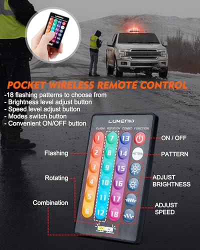 LUMENIX LED Roof Top Strobe Beacon Light Bar Rooftop Security Warning Emergency Flashing Plow Lights for First Responder Firefighter Vehicles Fire Trucks Cars Snowplow - Red White - color: Red and White