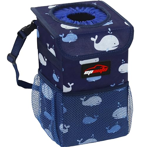 EPAuto Waterproof Car Trash Can with Lid and Storage Pockets, 1.8 Gallon, Blue - color: Blue