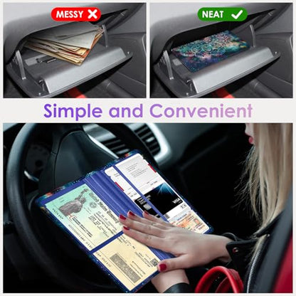 Car Registration and Insurance Holder，Colour Patterns Men Women Car License Document Registration and Insurance Card Holder - color: Mandara