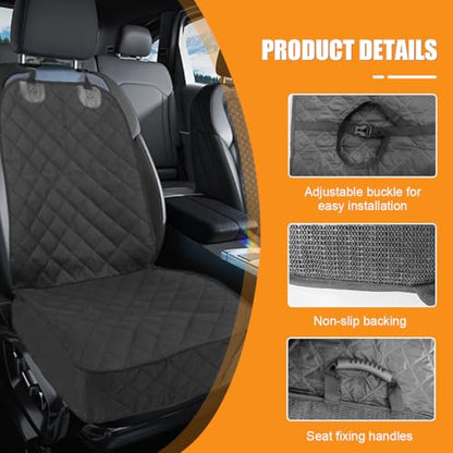 ZIMISI Dog Car Seat Cover, Waterproof & Scratch Proof Car Seat Protector with Side Flaps, Nonslip Front Car Seat Covers with Safety Belt, Universal Dog Mat for Cars, SUVs, Trucks (Black) - color: Black