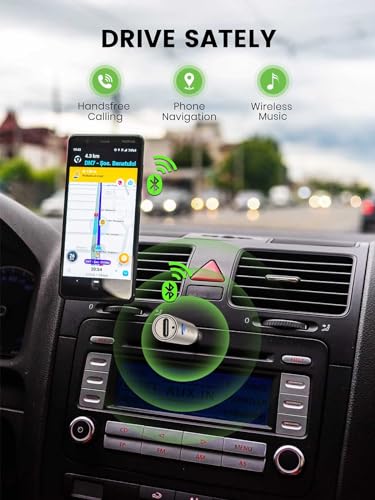 HVMLAK Aux Bluetooth 5.4 Adapter, Wireless Audio Receiver for Car Home Stereo Speaker, Music Streaming, Handsfree Calls, 6 Hours Playback, 1 Piece - color: Silver