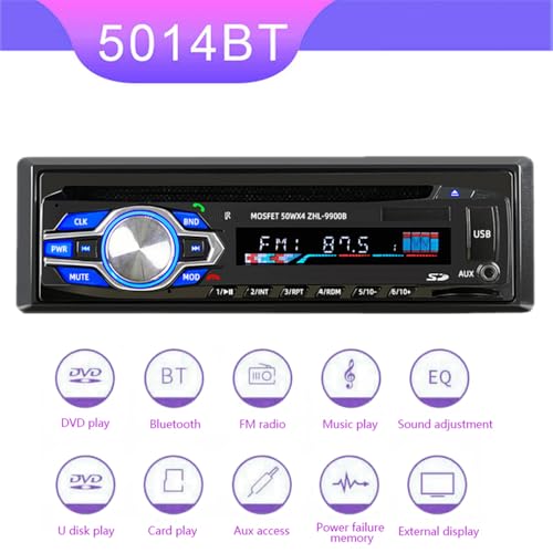 1 Din 12V Car Radio, VCD DVD CD Player Vehicle MP3 Stereo Player, Audio Stereo Receiver Support Bluetooth/FM/SD/USB/AUX/U Disk