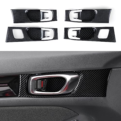 Car Inner Door Handle Bowl Decals for 2022 2023 2024 2025 Honda Civic 11th Gen Accessories ABS Carbon Fiber Interior Stickers - color: Door Handle Bowl Cover