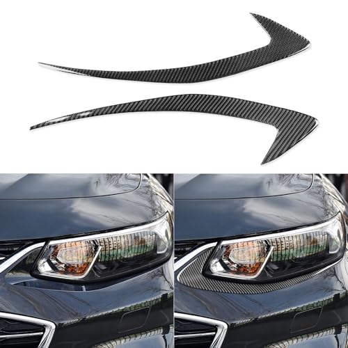 Black Carbon Fiber Compatible with Chevy/Chevrolet Malibu 2016-2024 2017 2018 2019 2020 2021 2022 2023 2024 Accessories Car Headlight Eyelid Eyebrows Cover Exterior Trim Sticker Decal 2pcs - color: Headlight Eyelid Eyebrow