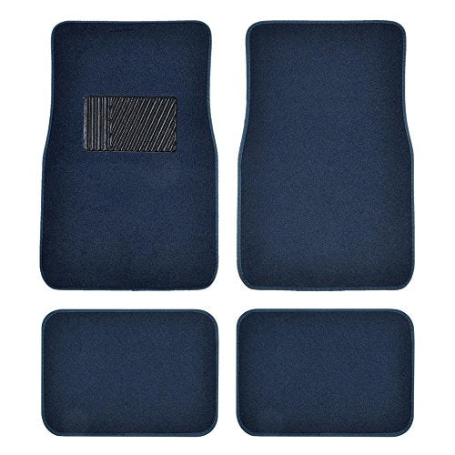 BDK Premium Blue Carpet Floor Mats for Cars - Universal Fit Interior 4-Piece Car Mats Full Set with Vinyl Heel Pad Protector - Cute Car Accessories Interior Floor Covers for SUVs & Trucks - color: Blue