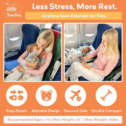 Little Traveler Toddler Airplane Bed & Seat Extender – Cozy & Easy Setup Airplane Bed for Kids, Ages 1-4