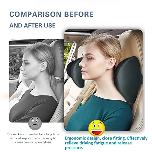 Super Comfy Car Headrest Pillow, Car Pillow for Neck Pain Relief with Adjustable Strap, 100% Memory Foam & Breathable Removable Cover, Ergonomic Design - Softness Travel Car Neck Pillow(Black, 1PC) - color: Pack of 1/Black/Super Comfy