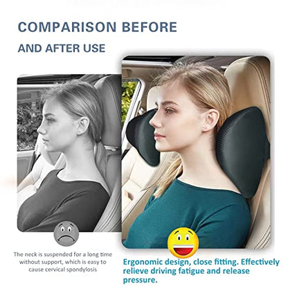 Super Comfy Car Headrest Pillow, Car Pillow for Neck Pain Relief with Adjustable Strap, 100% Memory Foam & Breathable Removable Cover, Ergonomic Design - Softness Travel Car Neck Pillow(Black, 1PC) - color: Pack of 1/Black/Super Comfy