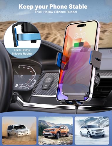 Wireless Car Charger, MOKPR Auto-Clamping Car Mount 15W/10W/7.5W Fast Charging Air Vent Car Phone Mount Compatible with iPhone 16 15/14/13/13 Pro/12 Pro Max/12 pro/12/11/10/8 Series, Samsung Galaxy - color: Blue
