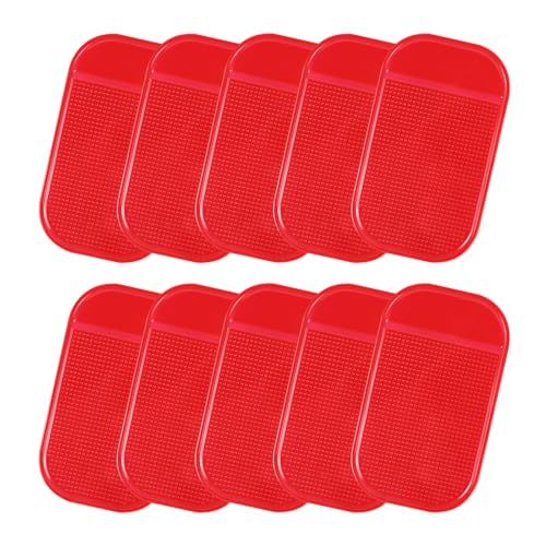 10PCS Car Dashboard Non-Slip Mat, Multifunctional Anti-Slide Sticky Pad for Auto Dashboard, Anti-Slip Dash Pad for Cell Phone, Radar Detector, Keys, Glasses, GPS, Coins (Red) - color: Red