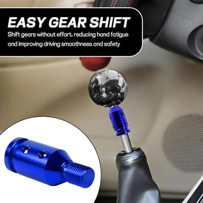 M12x1.25 Shift Knob Adapter, Aluminum Gear Shift Adapter Kit with 4-Sizes Hoses, Universal Gear Shift Knob Cover for Non-Threaded Manual Shifters, Car Stick Shift Knob Adapter (Blue) - color: Blue