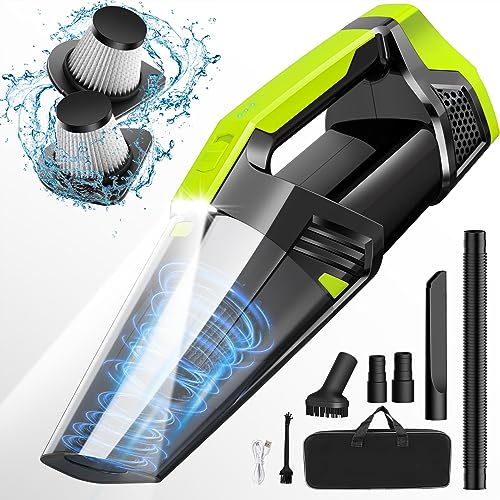Blestan Cordless Car Vacuum Lightweight High Power Handheld Vacuum Cleaner with LED Light, Hand Vacuum for Car Home Office and Pet Hair, Blackgreen - color: Blackgreen