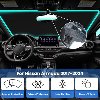 Windshield Sun Shade for Nissan Armada 2017-2024 Car Front Window Sunshade with 240T Sun Visor Protector Blocks UV Rays Heat Sun Shield Accessories - size: For Armada 2017-2024
