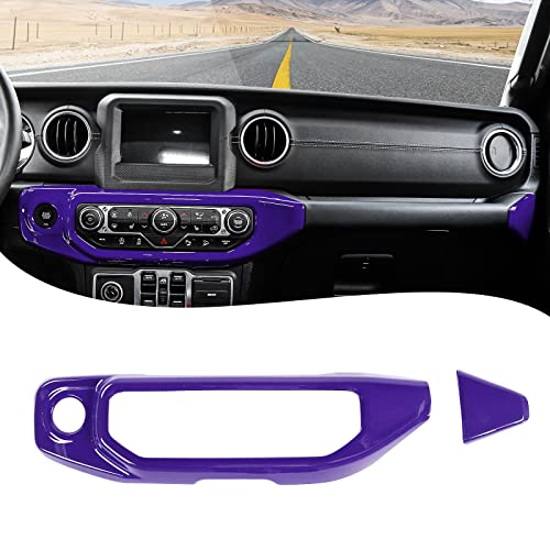 RT-TCZ Center Console Air Conditioner Control Panel Trim Cover Dashboard Decoration Interior Accessories for Jeep Wrangler JL JLU & Gladiator JT 2018-2022,Purple - color: Purple