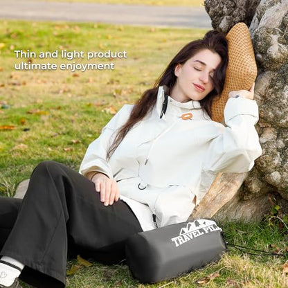 Travel Pillow Memory Foam Pillows, Camping Pillow-Compressible Medium Firm, Breathable Cover, Ideal Backpacking Hiking, Bed Pillows, Airplane and Car (Apricot Yellow, S) - color: Apricot Yellow, size: S-15.7*9.8in