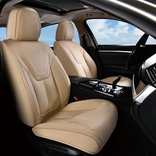 FLORICH Seat Covers, Front Car Seat Covers Luxury Waterproof Faux Leather Seat Covers Cushion, Car Seat Protectors Universal Fit for Most 5 Seats Vehicles - Beige - color: Beige, size: Frontpair