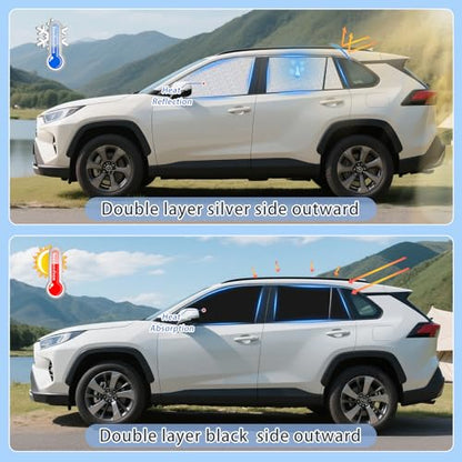 ZATOOTO Car Window Shades for Toyota RAV4 2019-2024, 4 Pcs Magnetic Car Window Covers, 100% UV Protection Foldable Privacy Curtains Side Window Sun Shade for Baby Breastfeeding Sleeping Camping - color: Toyota RAV4 2019-2024