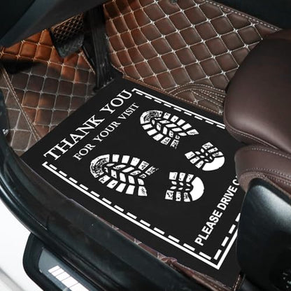 ‌RUENXG 50-Pack Disposable Car Floor Mats - Black Heavy Duty 19.6x15.7 Inch Universal Fit for SUV/Truck/Sedan | Footprint Design | Car Wash & Detailing Protectors | Portable Vehicle Foot Pads