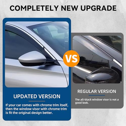 4pcs Smoke Tint with Chrome Trim Outside Mount Tape On/Clip On Style PVC Sun Rain Guard Vent Window Visors Compatible with 16-21 Civic 4-Door Sedan - size: For 2016-2021 Honda Civic 4-Door Sedan