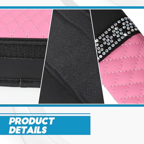 wuyaoyao 2PCS Bling Car Seat Belt Cover Pad, Breathable Leather Seatbelt Covers for Cars, Soft Comfortable Seatbelt Shoulder Strap Covers, Rhinestone Auto Seat Belt Protector Cushion (Pink) - color: Pink