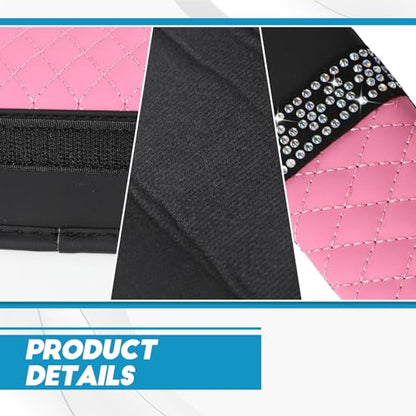 wuyaoyao 2PCS Bling Car Seat Belt Cover Pad, Breathable Leather Seatbelt Covers for Cars, Soft Comfortable Seatbelt Shoulder Strap Covers, Rhinestone Auto Seat Belt Protector Cushion (Pink) - color: Pink