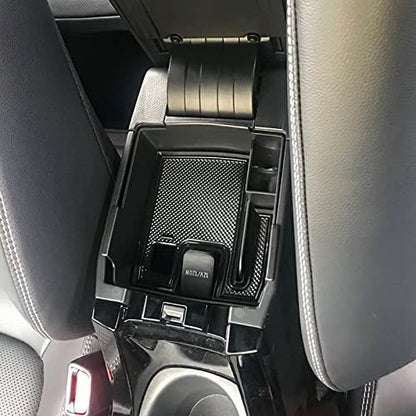 Center Console Organizer Compatible with Toyota Corolla Cross (XG10) 2022 2023 2024 2025 2026 and Corolla 2019-2026 E210, Maximize Space with Tray, Charging Port Coin Holder for Armrest Black