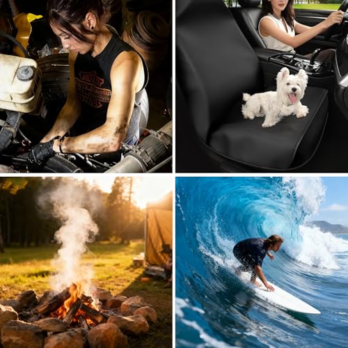 Waterproof Front Car Seat Covers Black - Washable Front Car Seat Protectors with Anti Slip Bottom - Durable Auto Seat Cushions Universal Fit for Vehicles Cars SUV Trucks - color: Front Seat Black