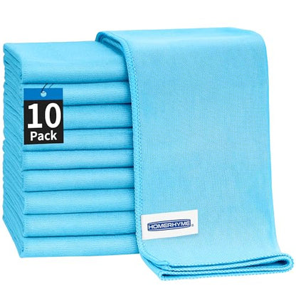 Microfiber Glass Cleaning Cloth - 10 Pack Polishing Cloths, 16" x 14" Window Cleaning Towel, Streak Free, Lint Free, Great for All Delicate Surface, Glasses, Stainless Steel, Windshield. - color: Blue, size: 10 Pk-16" X 14"