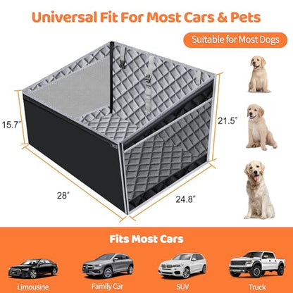URPOWER Hard Bottom Dog Car Seat for Large Medium Dogs, Dog Back Seat Extender with 3-Sided Hard Boards, Waterproof Pet Backseat Cover Dogs Hammock for Large Cars, Trucks and SUVs, Holds up to 200 lbs - color: Grey