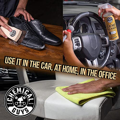 Chemical Guys Leather Cleaner and Conditioner Kit - Car Cleaner and Conditioner, Safely Cleans & Conditions Leather Car Interiors, Furniture, Shoes, Boots, Bags, Apparel & More, 2 Bottles (16 oz Each) - style: 16 Fl Oz KIT