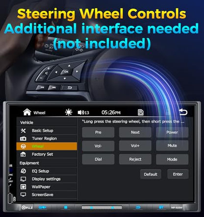 PLZ 7" Wireless Double Din Car Stereo Apple Carplay Radio QLED Screen for Car, Android Auto, Bluetooth 5.3, Fast Charger, 1080P Backup Camera, 4.2 Channel Outputs 240W, 2 Subwoofer - size: 7"