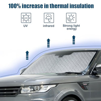 6 Layers Custom Fit Windshield Sun Shade for 2013-2022 Range Rover Sport L494, Foldable Car Sunshade with Storage Bag, Heat Reflective & UV Protection - size: 2013-2022 Range Rover Sport L494
