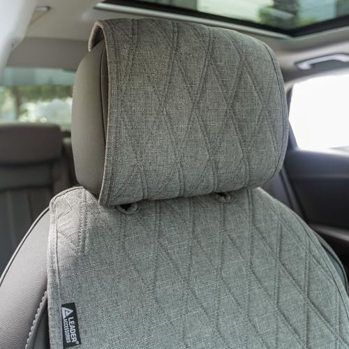 2pcs Sideless Car Seat Covers for All Seasons - Breathable Front Seats Cushions Non-Slip Bottom with Headrest Protectors - Universal Carseat Cover Fits for Most Vehicles Cars Van SUV Truck Grey - color: Front Grey