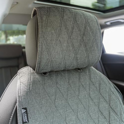 2pcs Sideless Car Seat Covers for All Seasons - Breathable Front Seats Cushions Non-Slip Bottom with Headrest Protectors - Universal Carseat Cover Fits for Most Vehicles Cars Van SUV Truck Grey - color: Front Grey