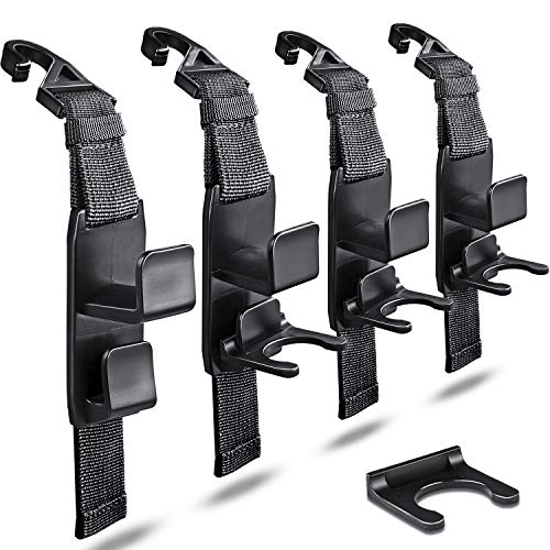 matteblack Magic Hanger Headrest Holder Organizer, Behind Over The Seat Car Hooks-Hang Purse Grocery Bags-4Pack (Frosted Black) - color: matteblack