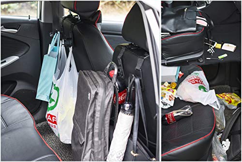 matteblack Magic Hanger Headrest Holder Organizer, Behind Over The Seat Car Hooks-Hang Purse Grocery Bags-4Pack (Frosted Black) - color: matteblack