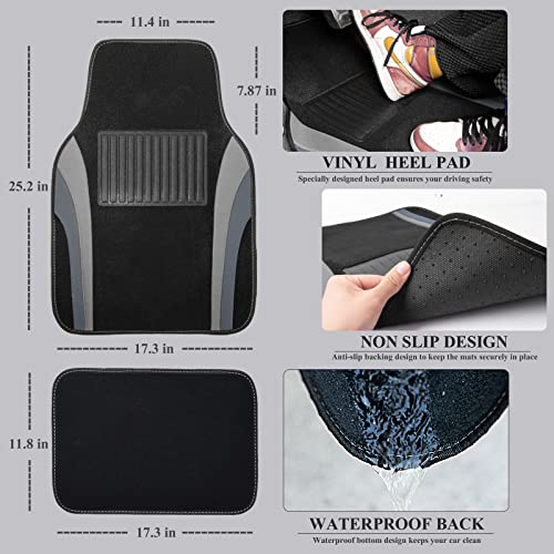 CAR PASS EVA Waterproof Car Seat Covers Full Set with 4Pcs Waterproof Car Floor Mats Universal Fit Airbag Compatible Automotive Interior Covers for Sedans, Trucks,Vans,SUV (Combo Set, Black & Gray) - color: Black & Gray