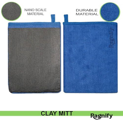 Pack of 2 Clay Mitt Auto Detailing Medium Grade Alternative Mitt for Flawless Removal of Surface Bonded Micro Contaminant (Blue) - color: Blue