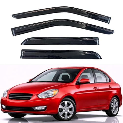 KPY Rain Guards Fit for 2006-2010 Hyundai Accent, Out-Channel Window Visors Vent Wind Deflectors 4PC, Car Accessories for 06-10 Accent - size: 2006-2010 Accent