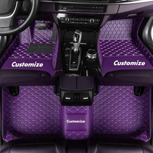 Custom Personalized Floor Mats for Cars，Luxury Full Coverage All Car Floor Mats，Anti-Slip Leather Car Mat Set ，Custom Floor Mats for 97% of Cars, Trucks & SUVs (Purple) - color: Purple