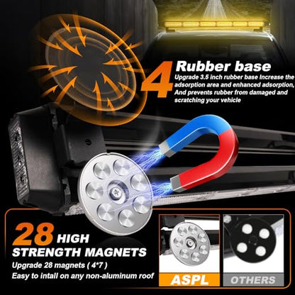 ASPL 26inch 126 LED Rooftop Emergency Strobe Lights Bar Double Side Flashing Safety Warning Traffic Advisor Light Bar Hazard Snow Plow Light for Work Trucks Vehicles Construction Tow Pickup(Amber) - color: Amber