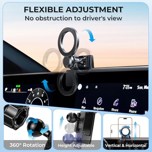Car Phone Holder for KIA NIRO/EV/Hybrid 2026 2025 2024 2023 (Only for 8/10.25-Inch Screen) 360° Rotation Magnetic Cell Phone Mount, Compatible with Magsafe, Does Not Affect Air Vent - style: Fit for 2023-2026 Niro/EV/Hybrid, 8/10.25-Inch