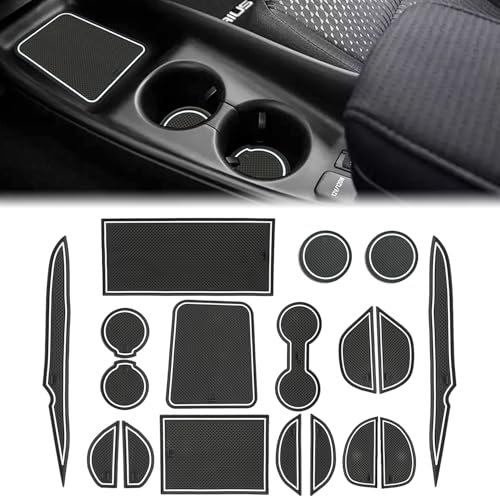 Auovo Cup Holder Insert Linerts for Toyota Prius Accessories 2016-2022 Custom Fit Anti dust Mats Door Pocket Liners Cup Holder Console Mats Pads (18pcs/Set, White) - color: White, size: 2016-2022