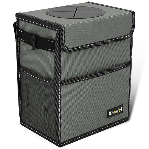 K KNODEL Car Trash Can, Waterproof Garbage Can, Trash Bag with Lid, Leak-Proof Car Bin, Trash Hanging Bag for SUV (Medium, Gray) - color: Gray, size: Medium