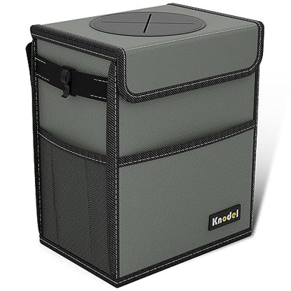 K KNODEL Car Trash Can, Waterproof Garbage Can, Trash Bag with Lid, Leak-Proof Car Bin, Trash Hanging Bag for SUV (Medium, Gray) - color: Gray, size: Medium