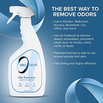 Zero Odor - Multi-Purpose Strong Odor Eliminator for Home, Office, Car, Bathroom, Hotel, Room Deodorizer, and Odor Neutralizer, 22Oz - size: 22 Fl Oz (Pack of 1)